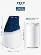 Ceramic Vase – 5.9” Tall Handmade Blue and White Glazed Pottery for Home Decor – Modern Asymmetrical Flower Vase for Living Room, Shelf, Table Centerpiece – 18oz / 500ml