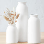 CUCUMI Ceramic Vase Set of 5, Home Decor Farmhouse Décor Handmade Pottery Vases for Pampas Grass, Dried Fresh Flowers, Table, Living Room, Kitchen, Shelf, Entryway Mantel Neutral Tones