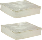 Household Essentials Canvas Sweater Storage Bags 2 Pack, Breathable Under Bed & Closet Organizer with Clear Window & Zipper, Soft-Sided Storage for Sweaters, Blankets & Linens