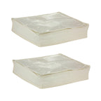 Household Essentials Canvas Sweater Storage Bags 2 Pack, Breathable Under Bed & Closet Organizer with Clear Window & Zipper, Soft-Sided Storage for Sweaters, Blankets & Linens