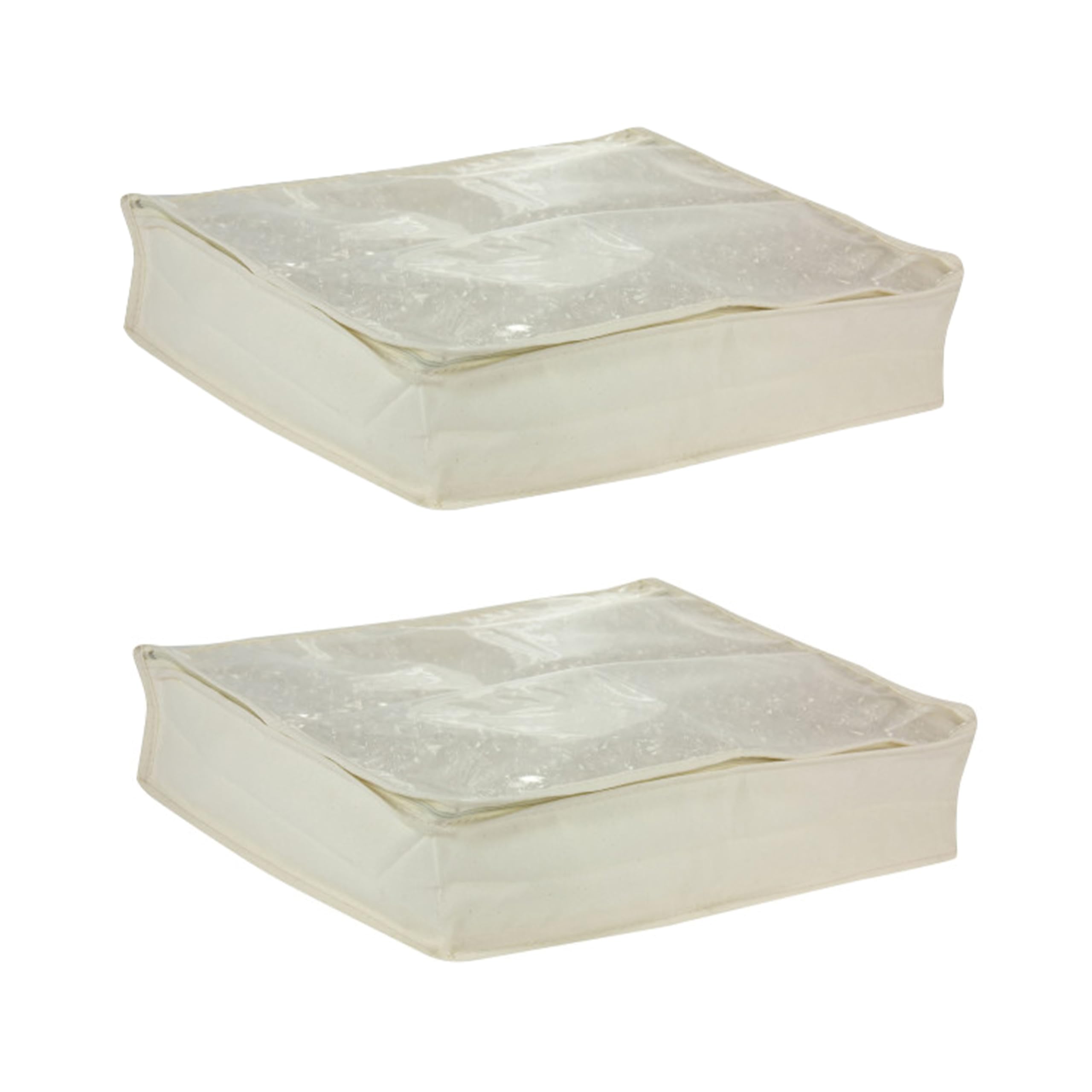 Household Essentials Canvas Sweater Storage Bags 2 Pack, Breathable Under Bed & Closet Organizer with Clear Window & Zipper, Soft-Sided Storage for Sweaters, Blankets & Linens