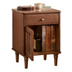 GVAwood Black Walnut, Poplar Solid Wood American Retro Nightstand 16.5x15.7x22.8 inch / 42x40x58cm / Dark Walnut Color/Poplar Solid Wood Left-Hand Door Nightstand