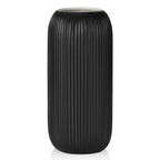 Ceramic Vase for Flowers – Modern Small Ribbed Textured Flower Vase for Home Decor, Pampas Grass, Decorative, Farmhouse, Coffee Table, Kitchen Centerpieces, Bookshelf and Home Living (White)