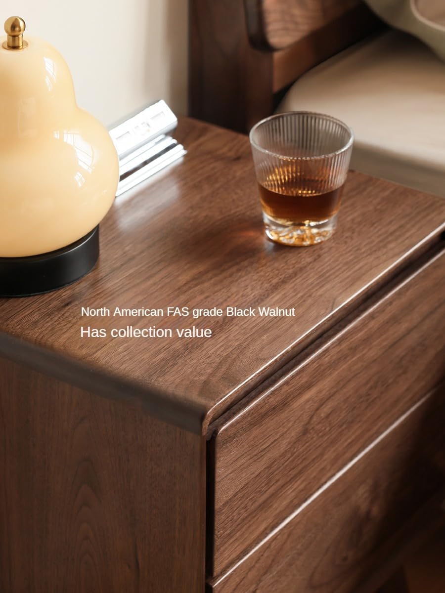 GVAwood Black Walnut, South American Walnut, White Ash, Oak, Red Zebrawood Solid Wood Classic Nightstand. 19.6x13.8x18.5 inch / 50x35x47cm / Natural Wood Color/White Ash Solid Wood 0.5m Nightstand
