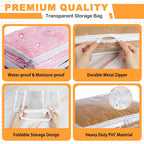 Clear Zippered Storage Bags Plastic Sweater Storage Bags with Zipper 6 Packs Clothing Organizer for Blankets Linen Sweater Bed Sheet Quilt Clothes Pillow (15.7 x 13.8 x 3.9 Inch, White)