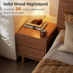 Solid Wood Nightstand, Walnut Nightstand with Drawers Mid Century Modern Night Stand,Wood Night Stands,Small Bedside Table for Bedroom, Dorm and Living Room, Walnut Bedside Table