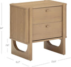 Nathan James Solace Mid Century Modern 2 Drawer Nightstand with Solid Wood Frame and Rounded Details, Raw Oak