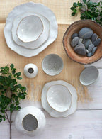 Serene Spaces Living Small Free-Form Edge Glazed Ceramic Bowl, Centerpiece for Vintage Weddings, Events, Measures 6" Long, 5.5" Wide, 2.75" Tall