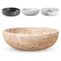 FNTSTICGOODS Travertine Decorative Bowl - 7.8” Diameter & 2” Height - Key Bowl for Entryway Table - Travertine - Organic Modern Centerpiece - Beige/Natural
