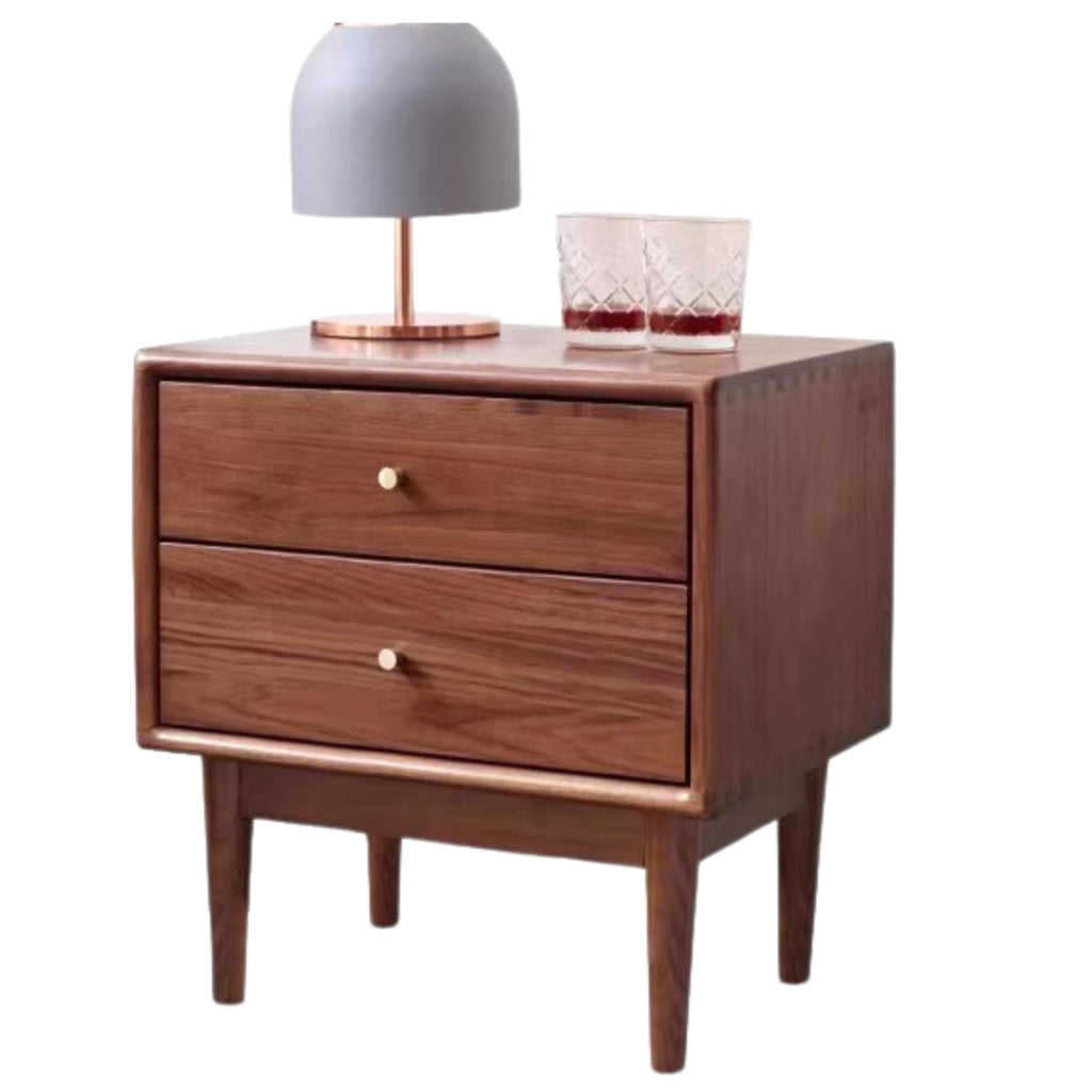 GVAwood Solid Wood Nightstand, Walnut Finish Bedside Table, Real Wood Side Table for Bedroom, Modern Compact Night Stand with Storage, Mid Century End Table Furniture, 15.7 x 13.8 x 19.7 Inch