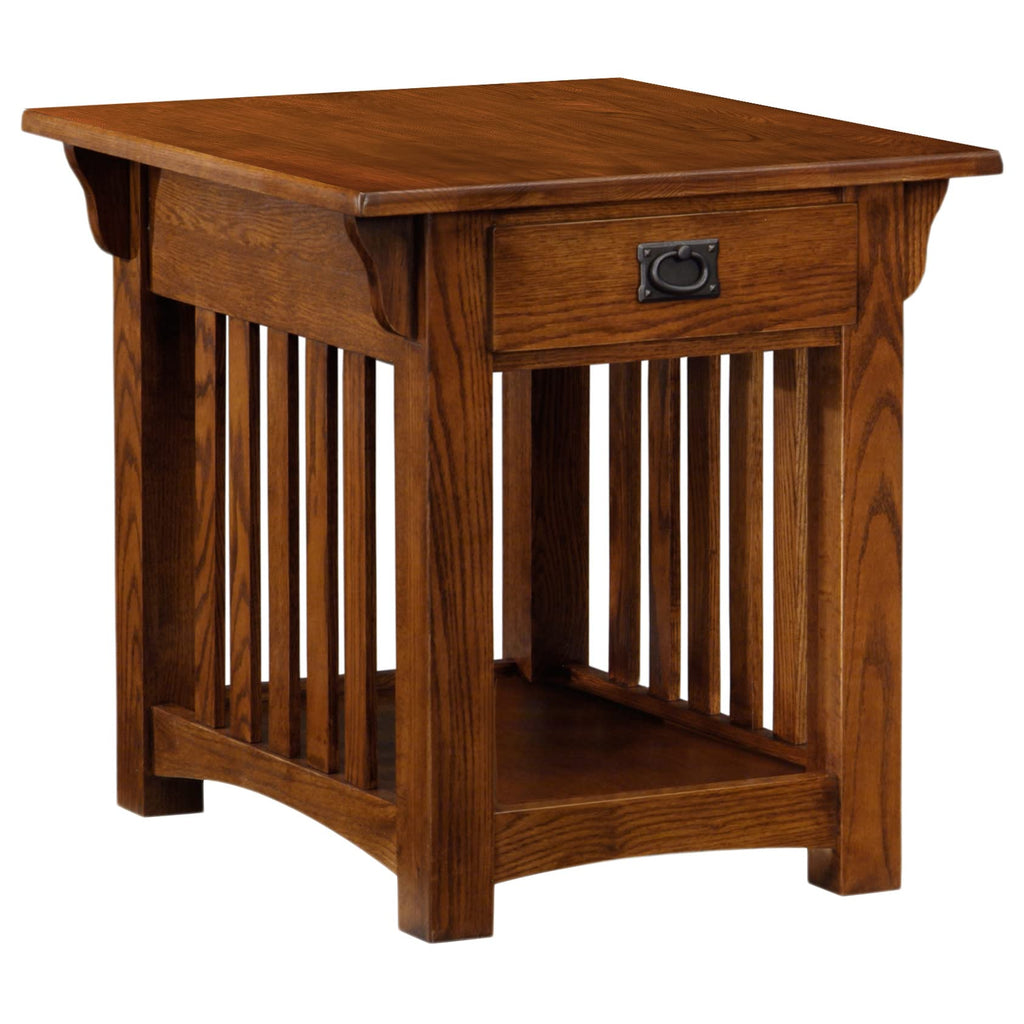 Leick Home Mission End Table, Solid Wood, 1 Storage Drawer, Secret Compartment, Bottom Display Shelf, Easy-Assembly, For Living Room/Bedroom, Russet, 24.0 in. L x 20.0 in. W x 24.0 in. H, 9066-SC
