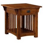 Leick Home Mission End Table, Solid Wood Construction, 1 Storage Drawer, Bottom Display Shelf, Slatted Sides, Easy-Assembly, Medium Oak, 25.0 in. W x 22.0 in. L x 23.0 In. H, 8207