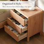 Nightstand, Solid Wood Small End Table w/3 Drawers, Modern Bedside Tables, Mid Century Night Stand, Bed Side Table, 15.75" W x 13.78" D x 21.65" H (Natural)