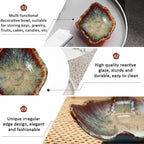 8" Ceramic Decorative Bowl，Irregular Rim Reactive Glaze Key Bowl For Entryway Table，Handcrafted Purse Catch All Bowls，Japanese Style Fruit Bowls For Tabletop or Home Decor