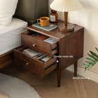 GVAwood Solid Wood Nightstand, Walnut Finish Bedside Table, Real Wood Side Table for Bedroom, Modern Compact Night Stand with Storage, Mid Century End Table Furniture, 15.7 x 13.8 x 19.7 Inch