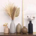CUCUMI Ceramic Vase Set of 5, Home Decor Farmhouse Décor Handmade Pottery Vases for Pampas Grass, Dried Fresh Flowers, Table, Living Room, Kitchen, Shelf, Entryway Mantel Neutral Tones