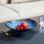 Large Ceramic Decorative Bowl – Blue Reactive Glaze Centerpiece Bowl, Modern Coffee Table Decor Dish, Entryway Catchall Key Bowl, Decorative Fruit Bowl for Dining Table Living Room (12” Dish)