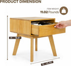 Scandinavian Night-Stand - Solid Wood Nightstand - Minimalist Bedside Table with Drawer