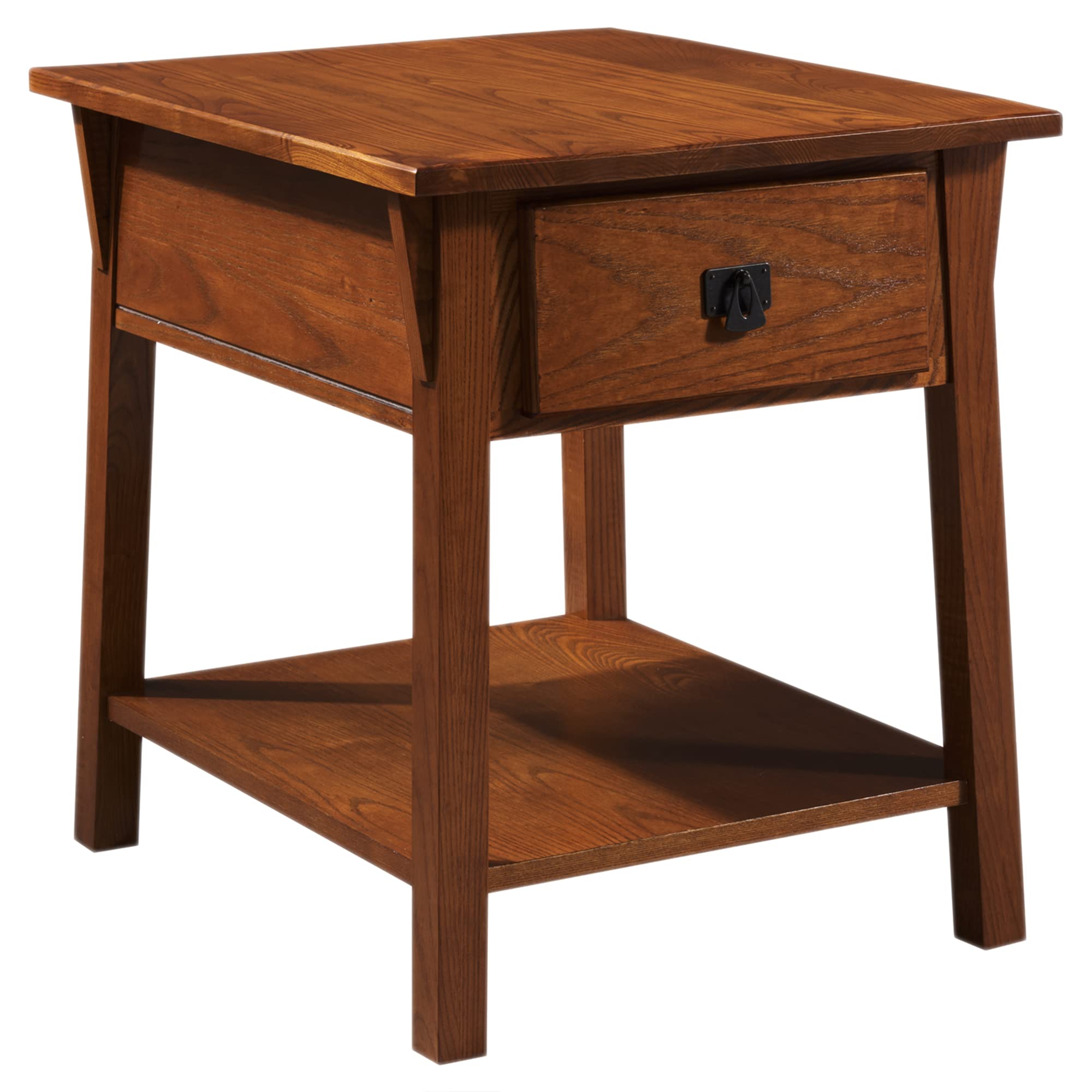 Leick Home Mission End Table, Solid Wood, 1 Storage Drawer, Secret Compartment, Bottom Display Shelf, Easy-Assembly, For Living Room/Bedroom, Russet, 24.0 in. L x 20.0 in. W x 24.0 in. H, 9066-SC