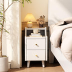 Narrow Nightstand with 2 Drawers,Walnut Nightstand,Bedside Table,Solid Wood Modern Bedside Table for Bedroom,Study,Toilet