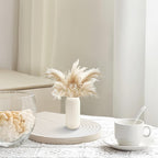 Ceramic Vase for Flowers – Modern Small Ribbed Textured Flower Vase for Home Decor, Pampas Grass, Decorative, Farmhouse, Coffee Table, Kitchen Centerpieces, Bookshelf and Home Living (White)