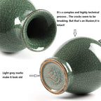 Chinese Ceramic Art Handmade Antique ice Crack Glaze vases Big China Porcelain Flower Bottle Vase for Home Decoration(Green)