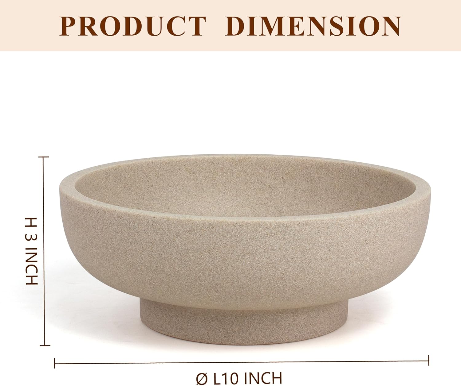 YMXYJM Large Decorative Bowl, Modern Handicraft Resin Bowls for Home Decor, Decorative Fruit Bowl for Kitchen Counter, Stylish Key Bowl for Entry Table, Artificial Stone Beige
