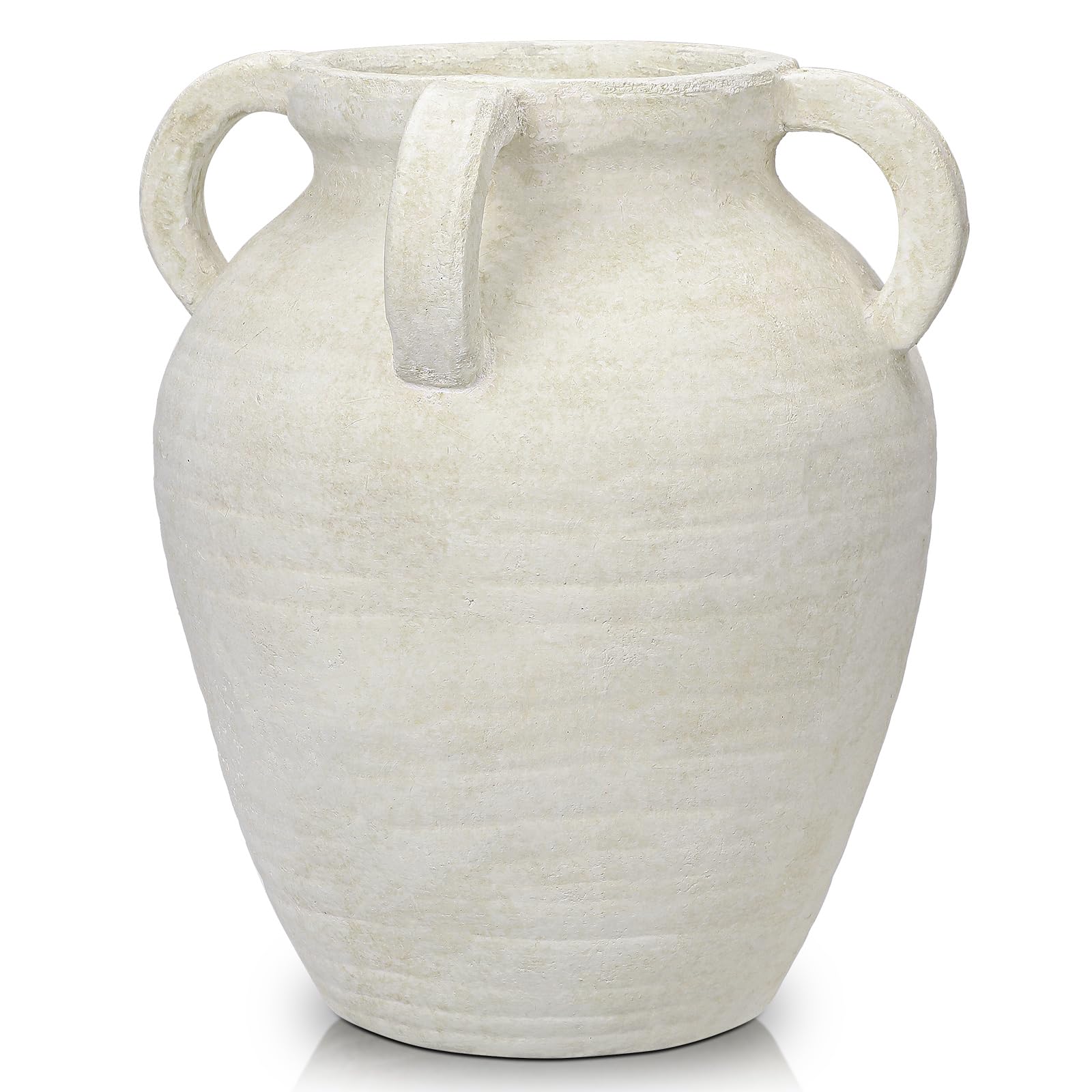 Handmade Flower Vase, 9.6" Tall Terracotta Vase, Vintage Ceramic vase, Rustic Antique Vase Décor, Wide Mouth, Matte Finish for Home Office Resto Café Décor