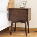 Night Stand, Midcentury Modern Solid Wood Nightstand with Drawer, Durable Sturdy Tall Bedside Tables with High Stool Leg, 17.72 W x 13.78 D x 23.63 H Inches (Natural)