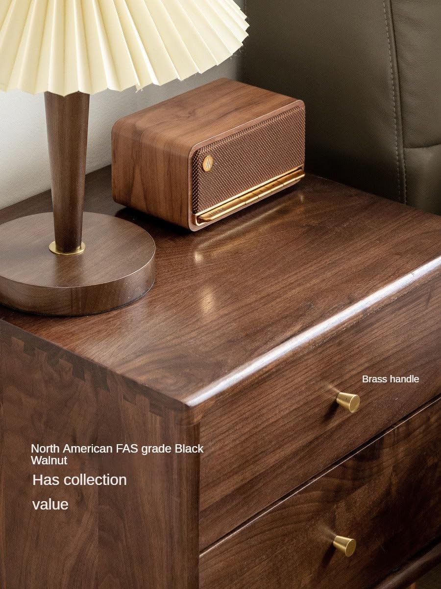 GVAwood Solid Wood Nightstand, Walnut Finish Bedside Table, Real Wood Side Table for Bedroom, Modern Compact Night Stand with Storage, Mid Century End Table Furniture, 15.7 x 13.8 x 19.7 Inch
