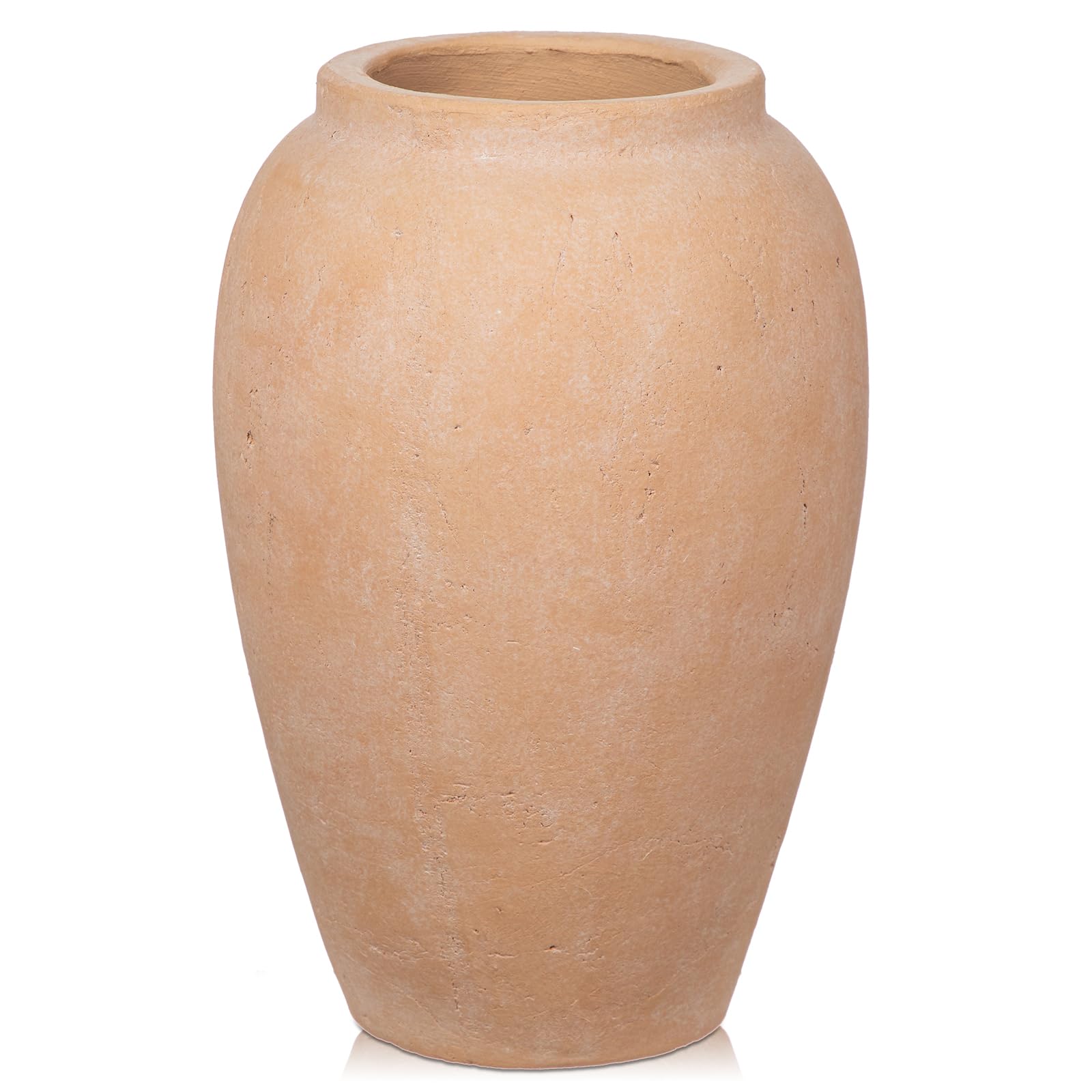 Handmade Flower Vase, 9.6" Tall Terracotta Vase, Vintage Ceramic vase, Rustic Antique Vase Décor, Wide Mouth, Matte Finish for Home Office Resto Café Décor