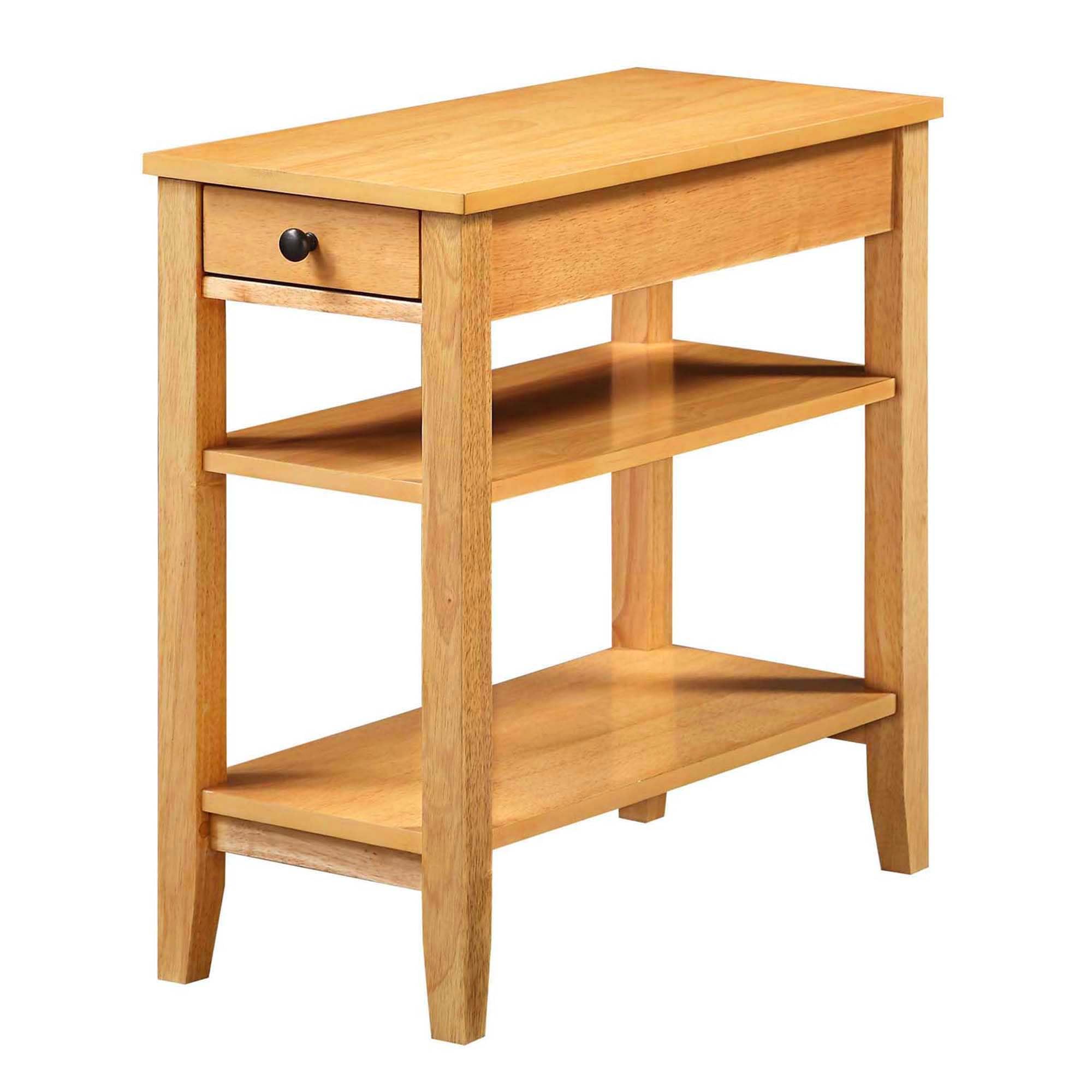 Convenience Concepts American Heritage Chairside End Table with Drawer 23.5" - Classic Living Room Table with Storage Shelf, Bedroom Nightstand, Cherry
