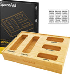 SpaceAid Bag Storage Organizer for Kitchen Drawer, Bamboo Organizer, Compatible with Gallon, Quart, Sandwich and Snack Variety Size Bag (1 Box 5 Slots)