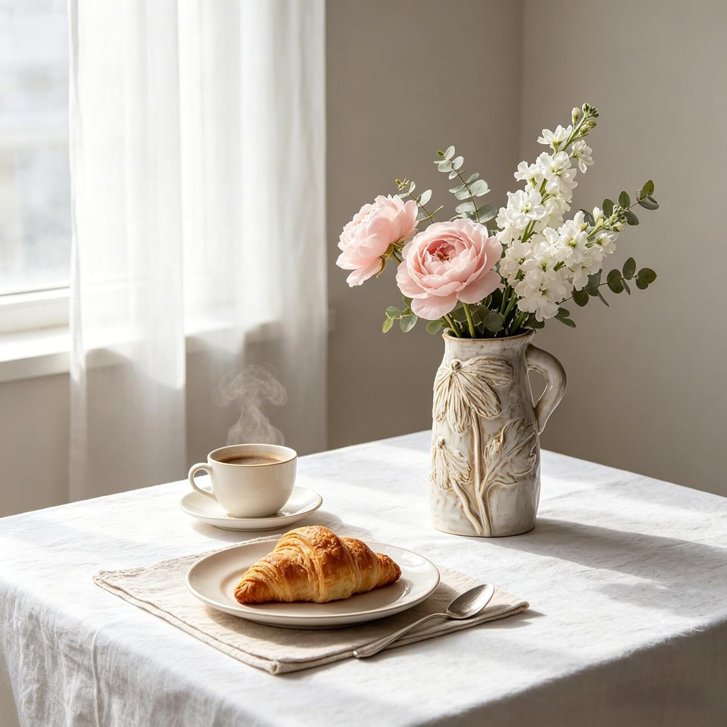 Small Ceramic Vase for Flowers - Handmade Decorative Pitchers Vase,Modern Boho Ins Style Decorative Vase for Fresh or Dried Flowers,Unique Cute Decor Small Vase for Home Decor