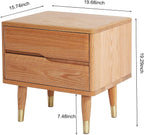 Solid Wood Nightstand,Oak Wooden Mid Century Night Stand with 2-Silent Drawer,Small Bedside Table for Bedroom, Living Room and Dorm (19.29H,Natura