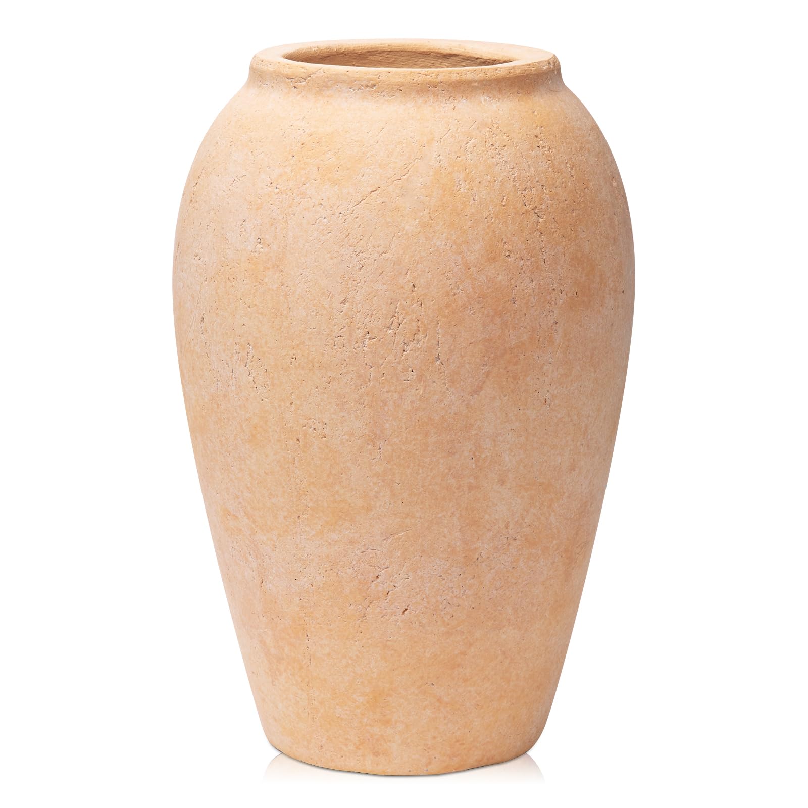 Handmade Flower Vase, 9.6" Tall Terracotta Vase, Vintage Ceramic vase, Rustic Antique Vase Décor, Wide Mouth, Matte Finish for Home Office Resto Café Décor