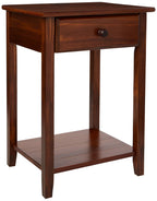 Casual Home Owl Night Stand with USB Port Charging Station and Drawer, 17.5"W x 14.25"D x 24.5"H, Warm Brown
