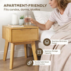 Scandinavian Night-Stand - Solid Wood Nightstand - Minimalist Bedside Table with Drawer
