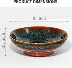 Ceramic Fruit Bowl,10.2" Decorative Bowl, Large Fruit Bowl for Kitchen Counter, Pedestal Bowl, Kitchen Counter Décor, Bread Candy Snacks Organizer(Magic Eye Blue)