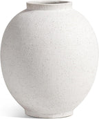 Large White Ceramic Vase - 9.8 Inch Rustic Farmhouse Flower Vase for Home Decor, Minimalist Tall Vases for Living Room, Table, Bathroom, Holiday & Weddings (Sandstone White)