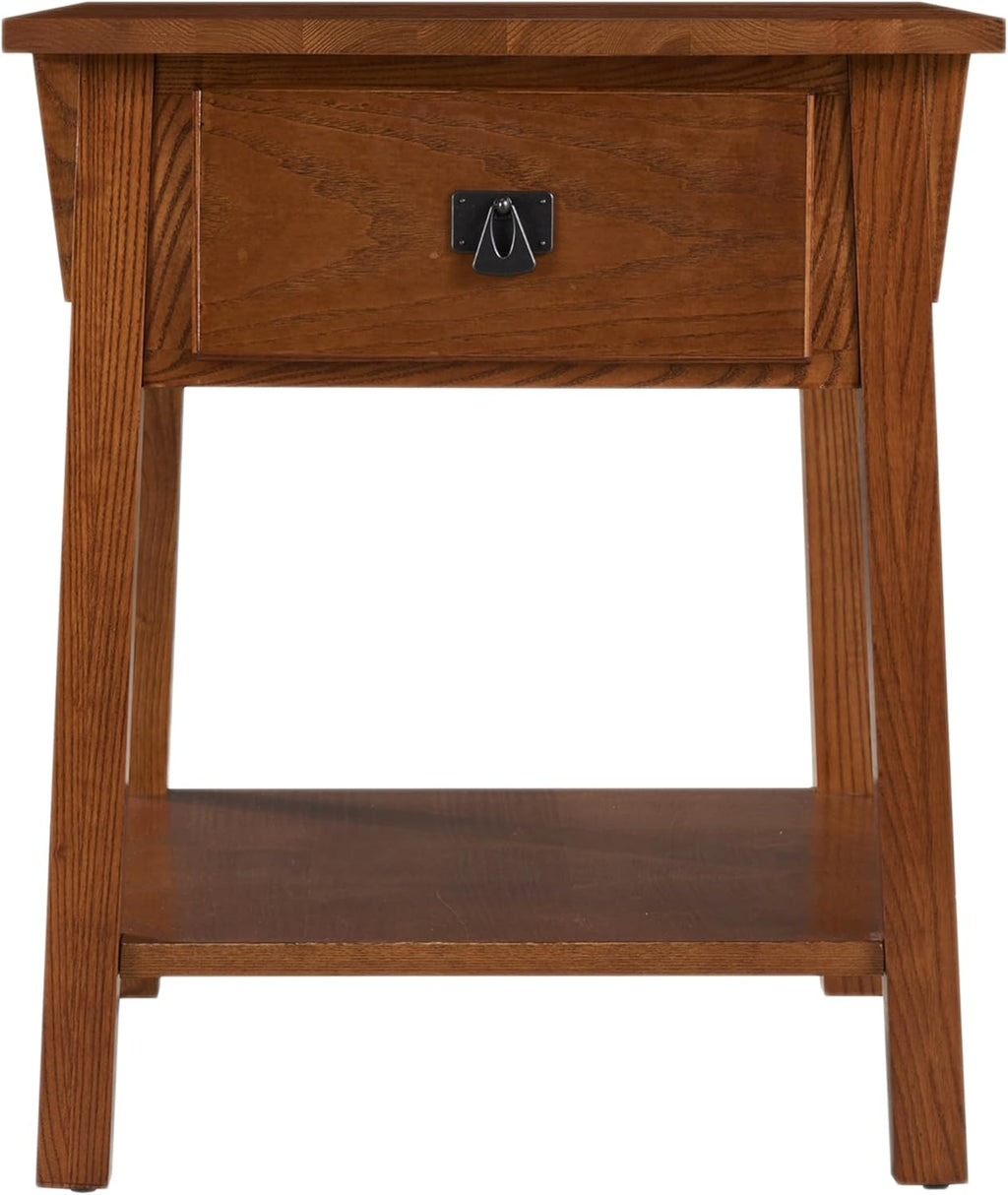Leick Home Mission End Table, Solid Wood, 1 Storage Drawer, Secret Compartment, Bottom Display Shelf, Easy-Assembly, For Living Room/Bedroom, Russet, 24.0 in. L x 20.0 in. W x 24.0 in. H, 9066-SC