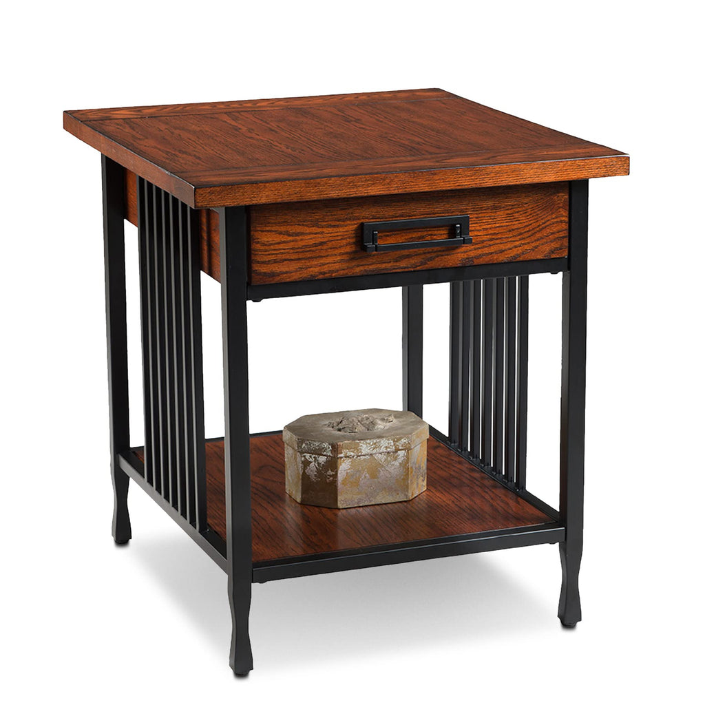 Leick Home Mission End Table, Solid Wood, 1 Storage Drawer, Secret Compartment, Bottom Display Shelf, Easy-Assembly, For Living Room/Bedroom, Russet, 24.0 in. L x 20.0 in. W x 24.0 in. H, 9066-SC