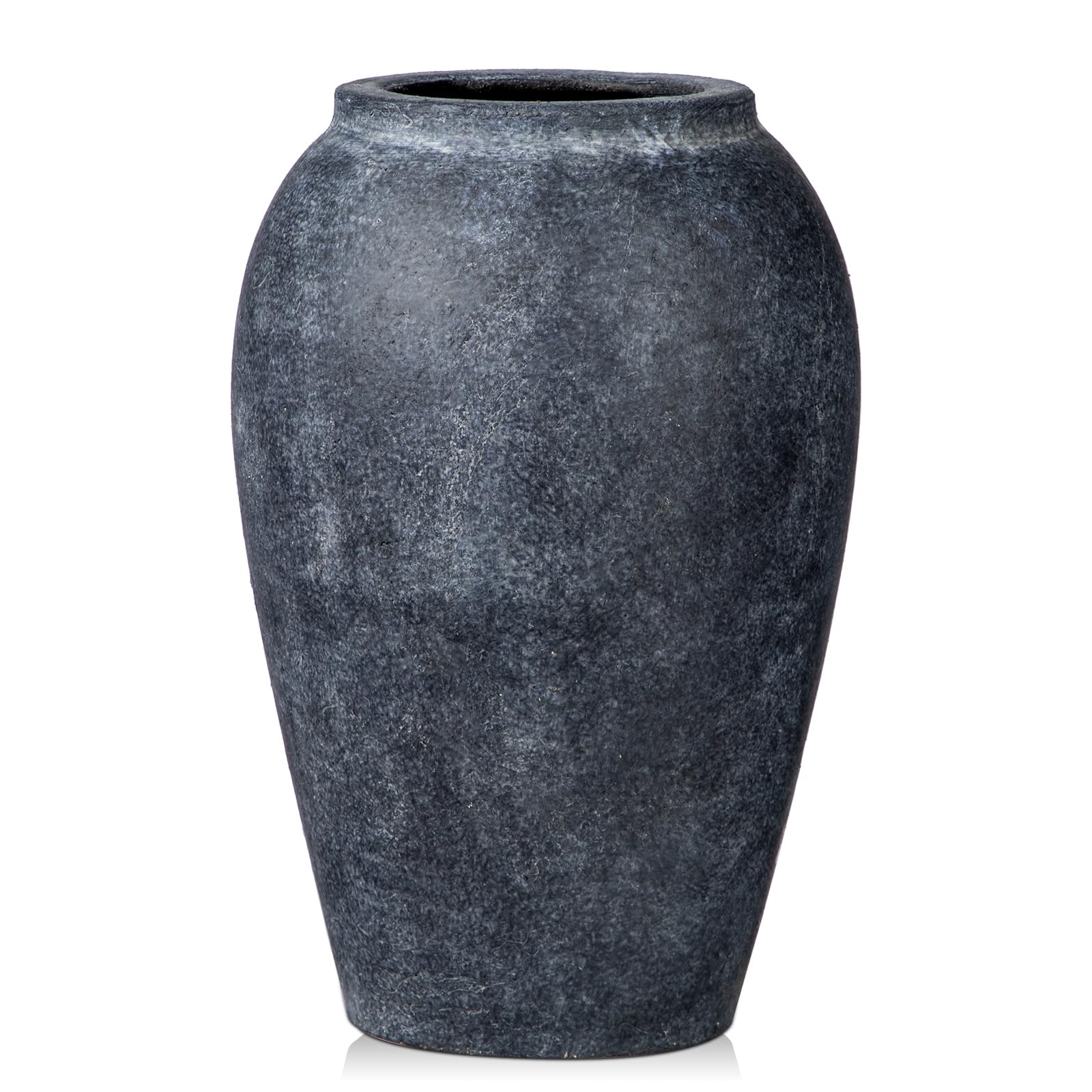 Handmade Flower Vase, 9.6" Tall Terracotta Vase, Vintage Ceramic vase, Rustic Antique Vase Décor, Wide Mouth, Matte Finish for Home Office Resto Café Décor