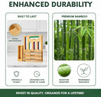 9 in 1 Bamboo Storage Bag Organizer for Kitchen Drawer, Bamboo Kitchen Drawer Organizer with Cutter, Foil and Plastic Wrap Dispenser, Ideal Storage for Gallon, Quart, Sandwich and Snack Bags