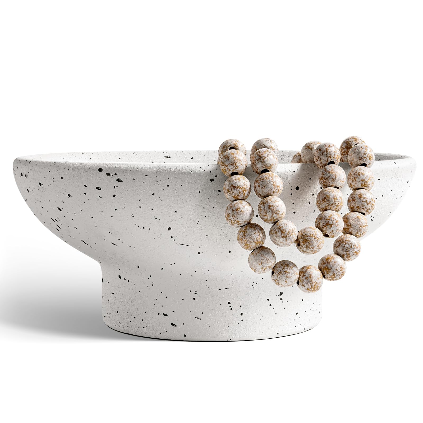 LE TAUCI 10" Ceramic Decorative Bowl, Key Bowl for Entryway, Handcrafted Sturdy Pedestal Bowl, French Country Fruit Bowl for Kitchen Counter, Centerpiece, Vine Green