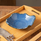8" Small Ceramic Decorative Bowl 1 Pice – Irregular Rim Reactive Glaze Candy Bowl, Berry Bowl, Entryway Catchall, Japanese Style Fruit Dish for Tabletop or Home Decor (Blue)