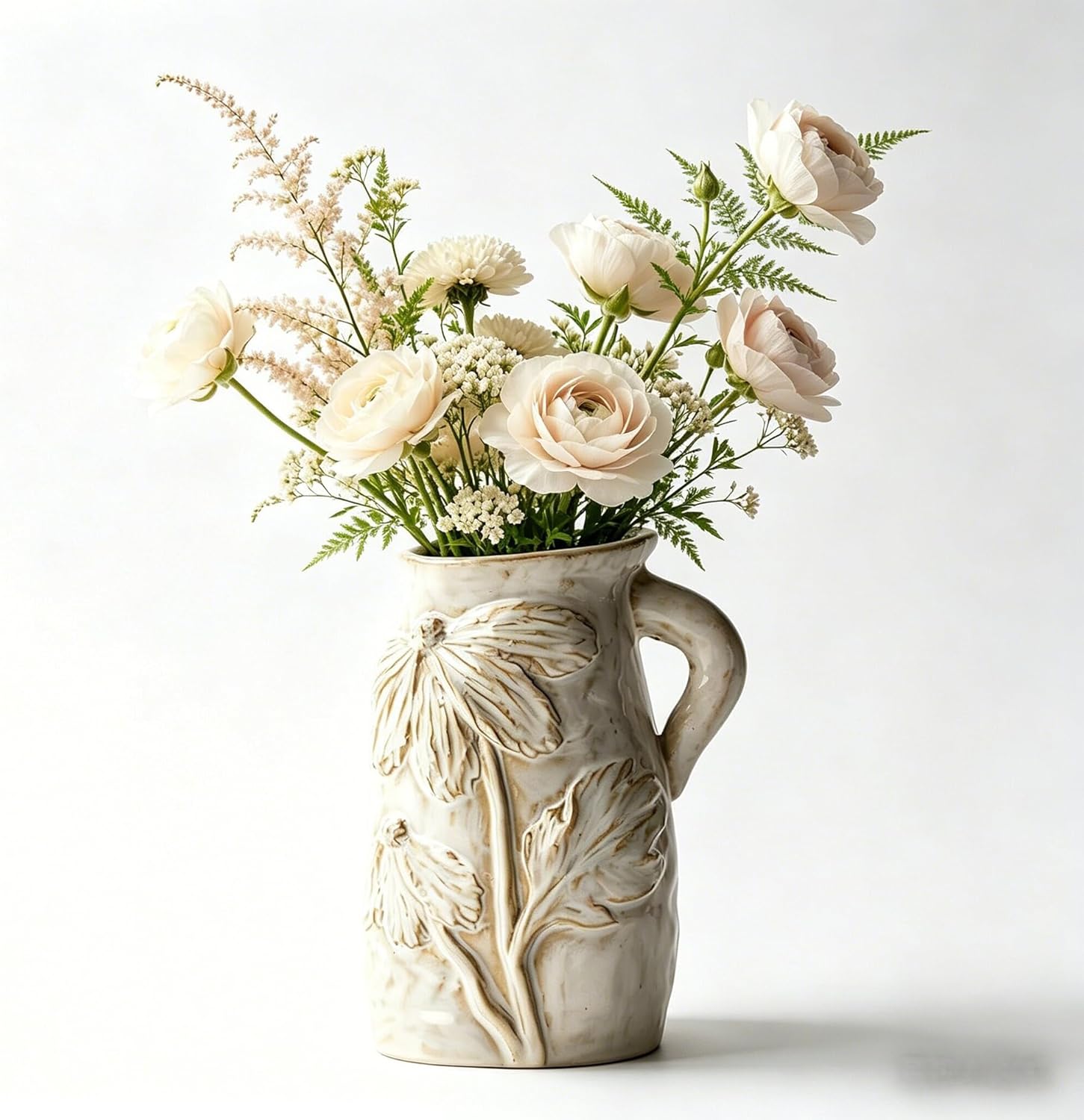 Small Ceramic Vase for Flowers - Handmade Decorative Pitchers Vase,Modern Boho Ins Style Decorative Vase for Fresh or Dried Flowers,Unique Cute Decor Small Vase for Home Decor