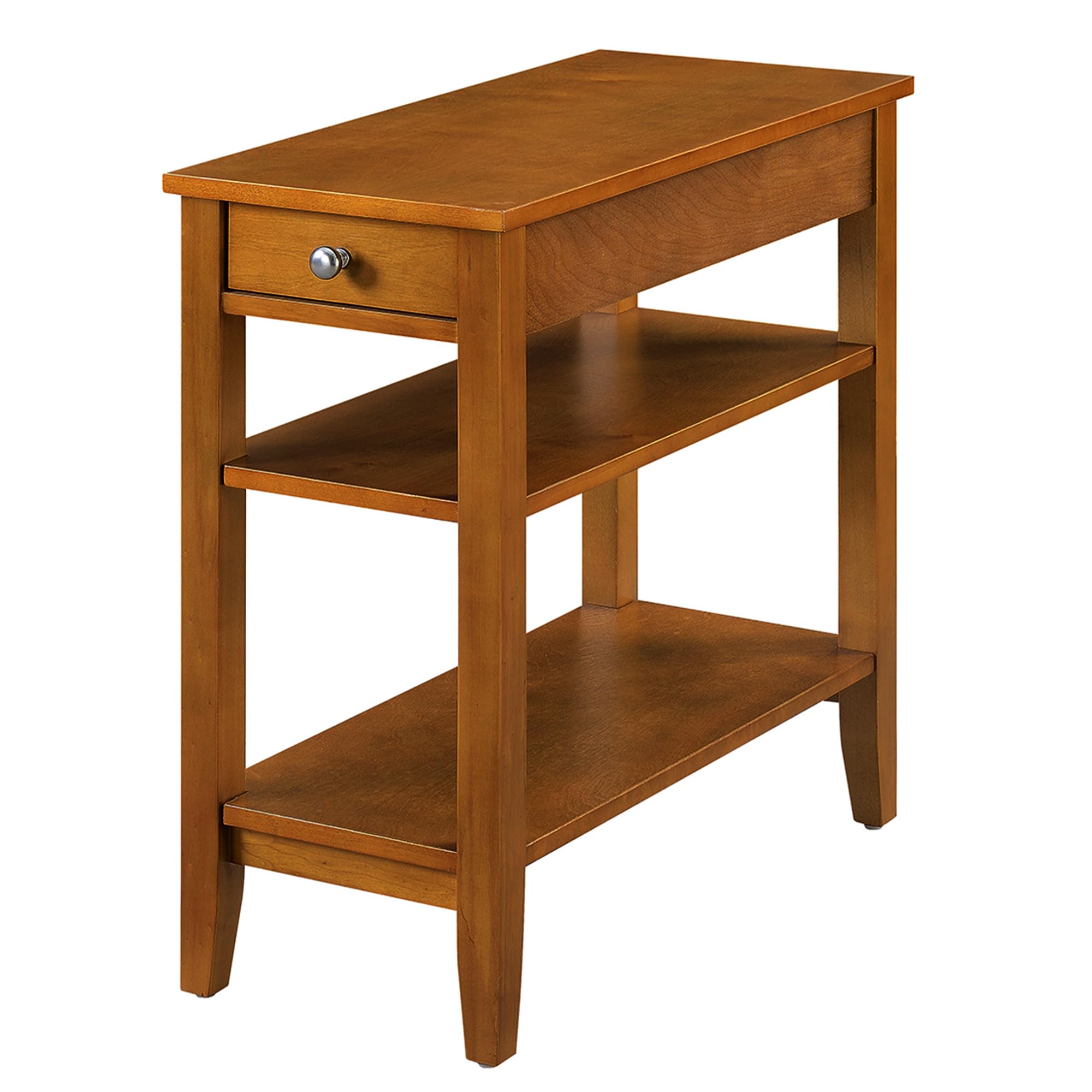 Convenience Concepts American Heritage Chairside End Table with Drawer 23.5" - Classic Living Room Table with Storage Shelf, Bedroom Nightstand, Cherry