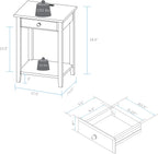 Casual Home Owl Night Stand with USB Port Charging Station and Drawer, 17.5"W x 14.25"D x 24.5"H, Warm Brown