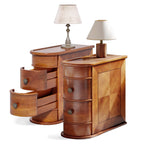 LITTLE TREE Wood End Table with 2 Drawers Sofa Side Table, No Assembly Required Vintage Slim Nightstand Bedside Table for Bedroom